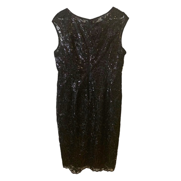 Adrianna Papell | Size 16 | Women's Black Sequin Sleeveless Little Black Dress - Picture 2 of 6